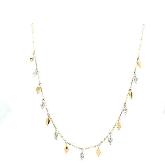 Necklaces Bassali 14k Yellow Gold Diamond Petal Necklace I7522