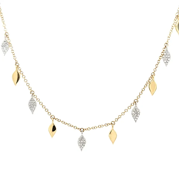 Necklaces Bassali 14k Yellow Gold Diamond Petal Necklace I7522