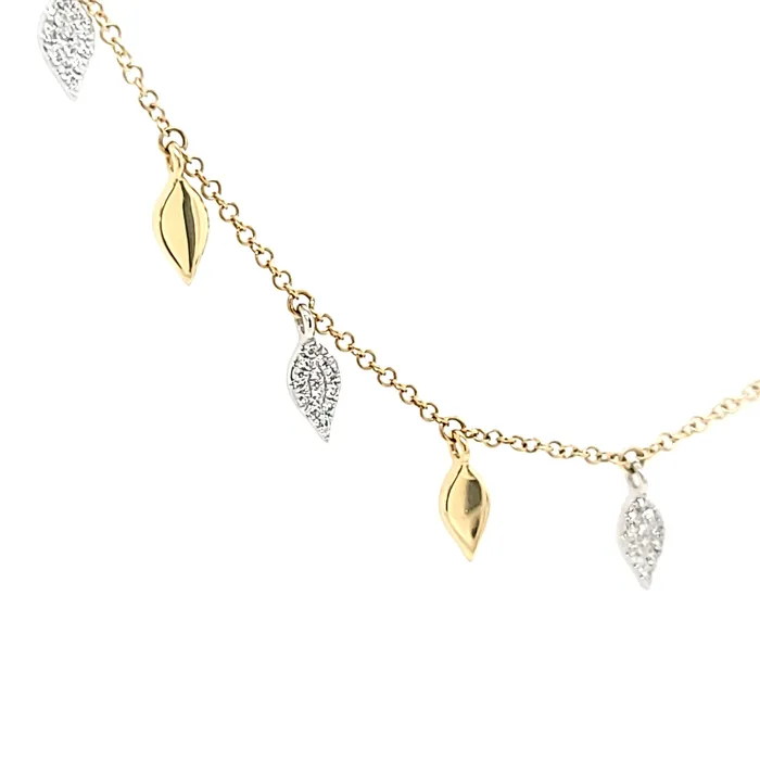 Necklaces Bassali 14k Yellow Gold Diamond Petal Necklace I7522