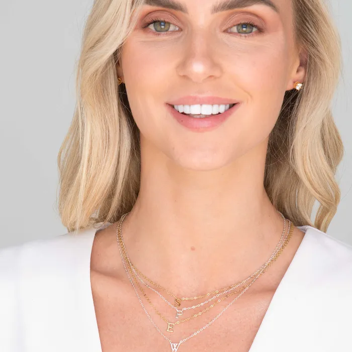 Necklaces Camile Stone Script Letter Initial Necklace