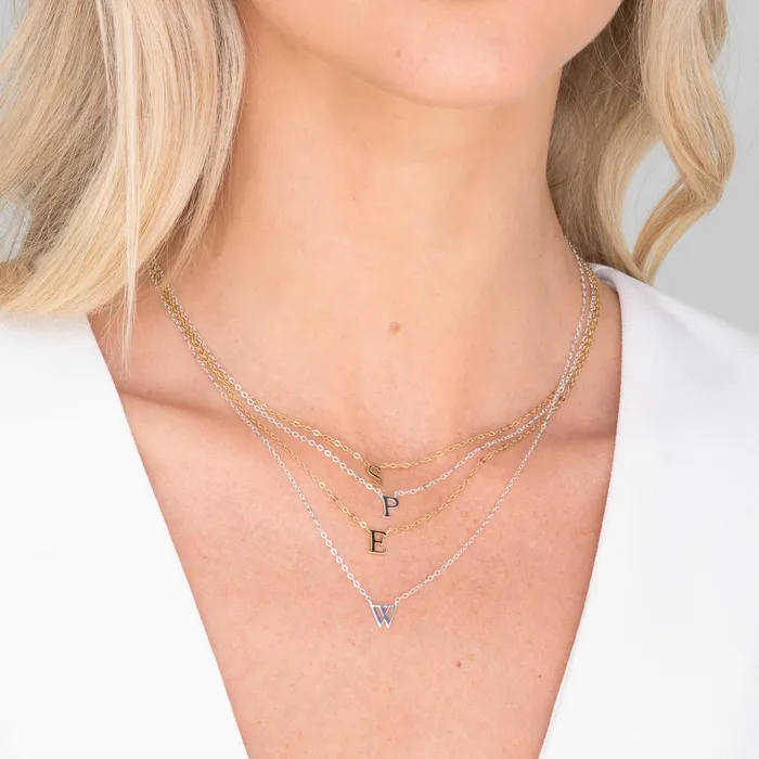 Necklaces Camile Stone Script Letter Initial Necklace