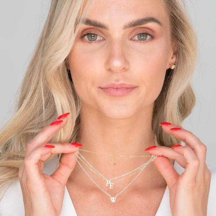 Necklaces Camile Stone Script Letter Initial Necklace