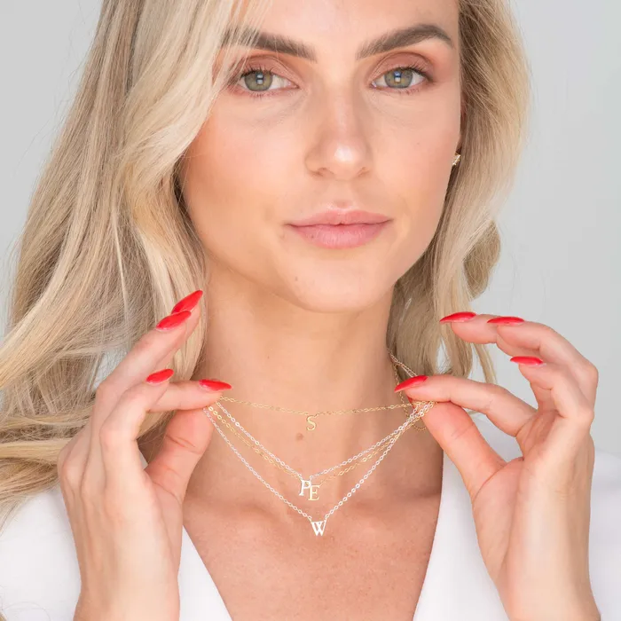 Necklaces Camile Stone Script Letter Initial Necklace