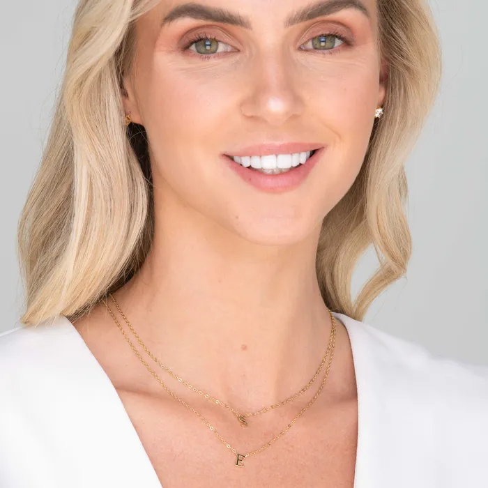 Necklaces Camile Stone Script Letter Initial Necklace