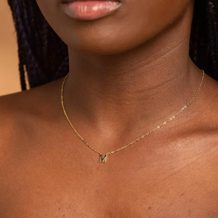 Necklaces Camile Stone Script Letter Initial Necklace