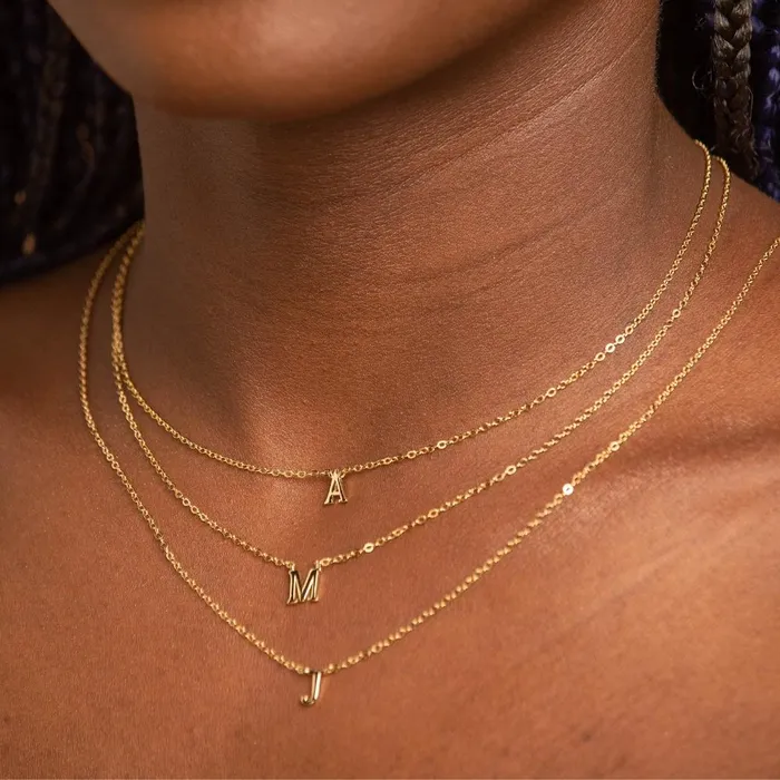 Necklaces Camile Stone Script Letter Initial Necklace