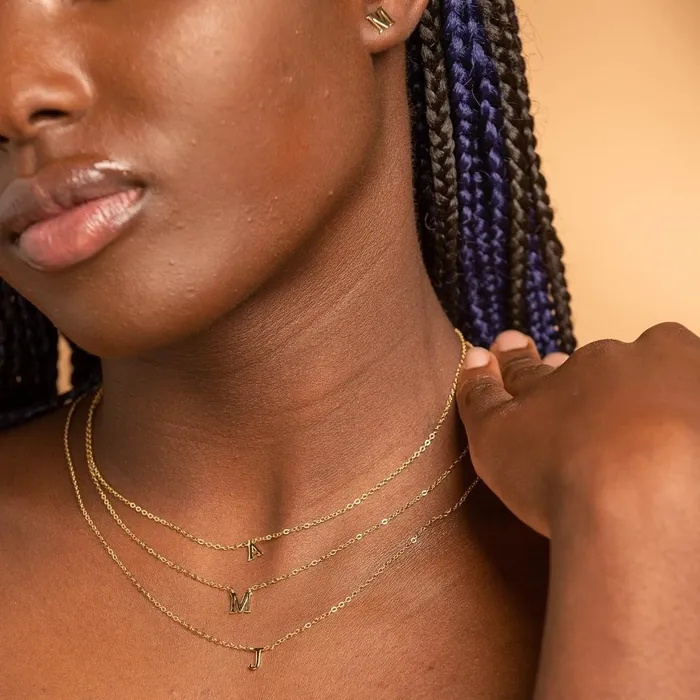 Necklaces Camile Stone Script Letter Initial Necklace