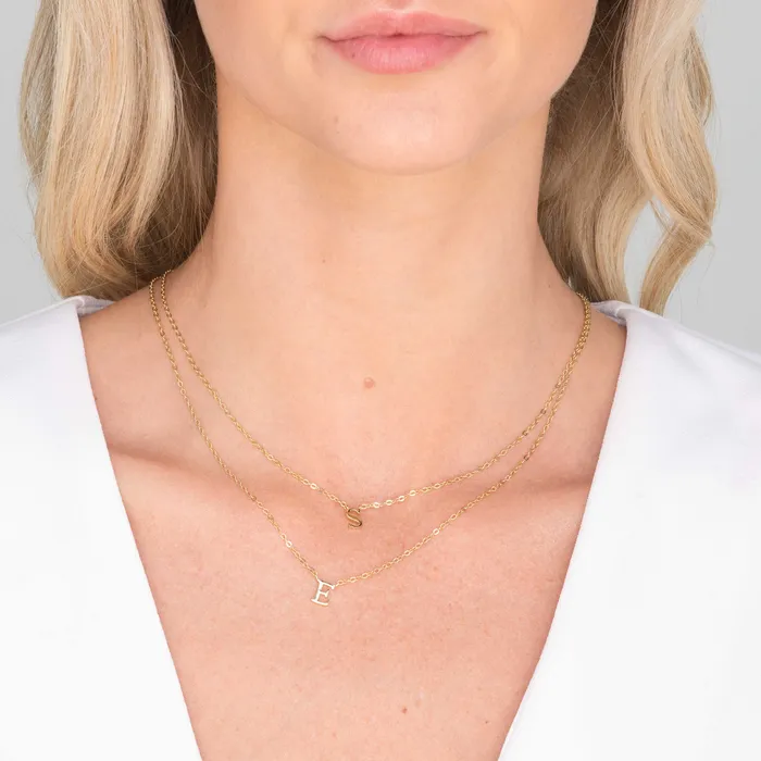 Necklaces Camile Stone Script Letter Initial Necklace