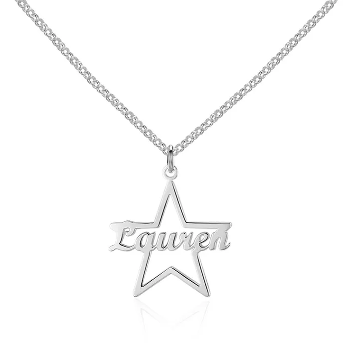 Necklaces customjewelryan Custom Made Name Star Necklace Pendants Personalized Real 925 Sterling Silver Nameplate Gift for Mother