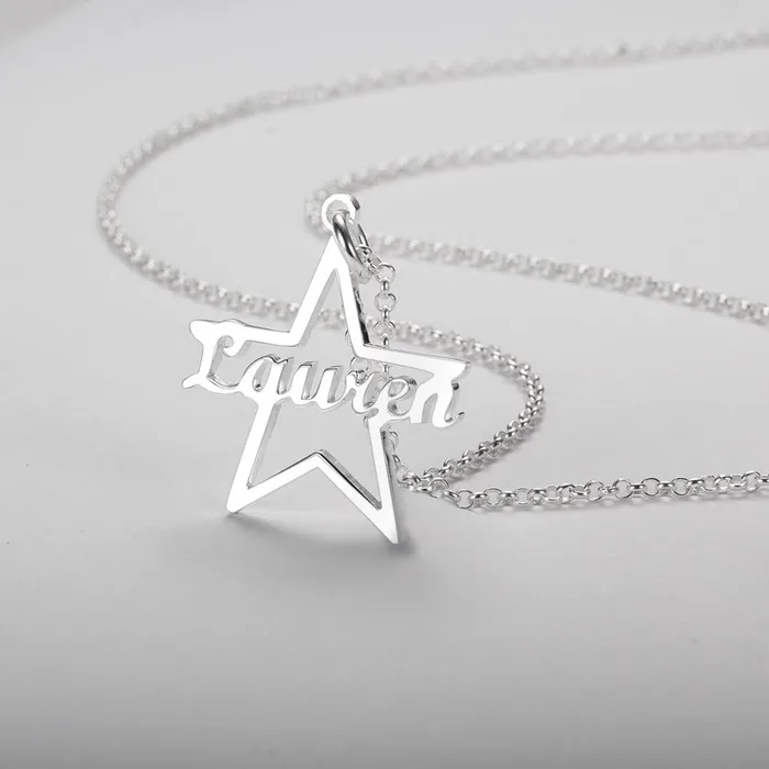 Necklaces customjewelryan Custom Made Name Star Necklace Pendants Personalized Real 925 Sterling Silver Nameplate Gift for Mother