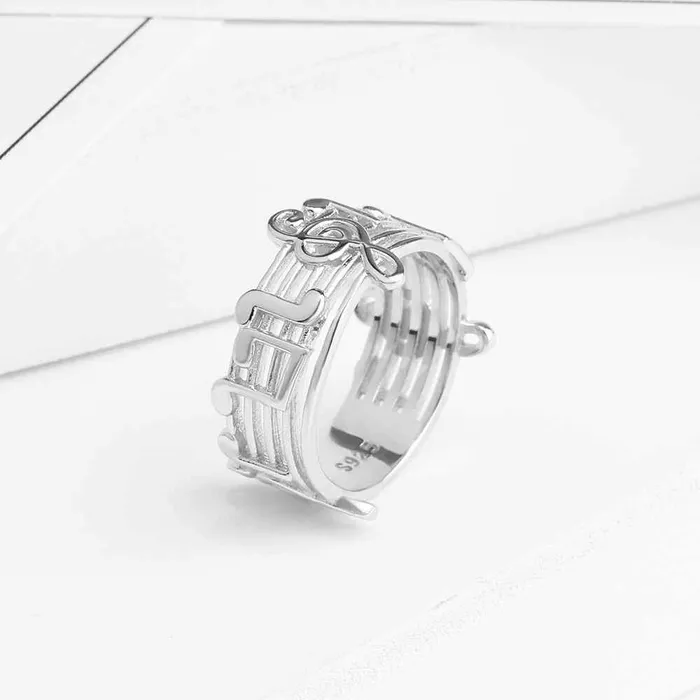 Necklaces customjewelryan Trendy 925 Sterling Silver Rings for Women with Musical Note Shape Fashion Jewelry Gift for Music Lovers