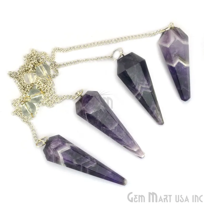 Necklaces GemMartUSA Amethyst Crystal Dowsing Pendulum Natural Gemstone Pendant with Silver Chain Necklaces GemMartUSA Amethyst Crystal Dowsing Pendulum Natural Gemstone Pendant with Silver Chain