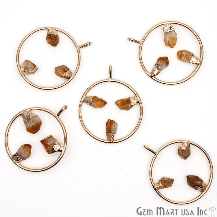 Necklaces GemMartUSA DIY Stalagmite Citrine Triple Point Gold Plated Necklace Pendant Necklaces GemMartUSA DIY Stalagmite Citrine Triple Point Gold Plated Necklace Pendant