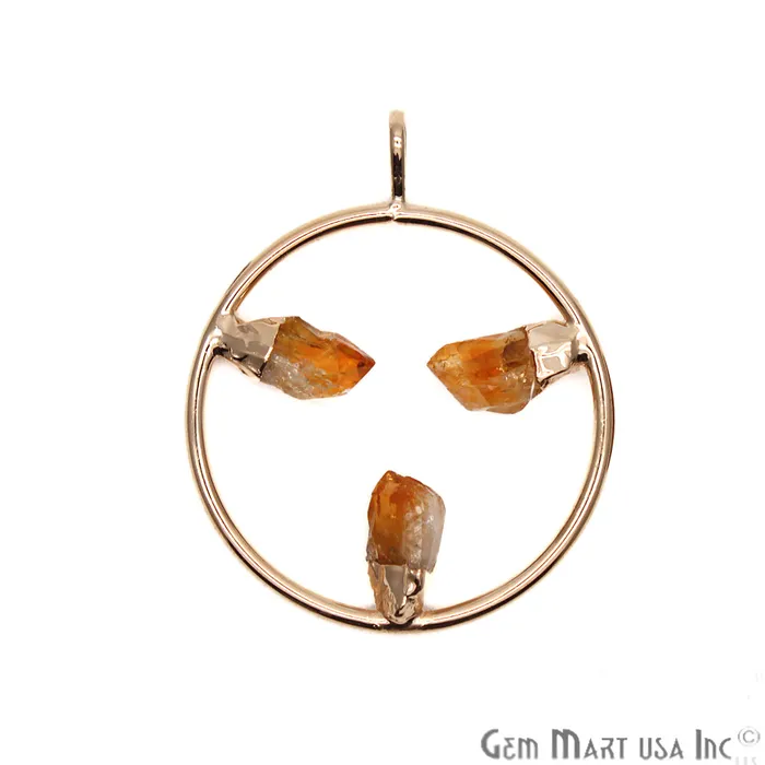 Necklaces GemMartUSA DIY Stalagmite Citrine Triple Point Gold Plated Necklace Pendant