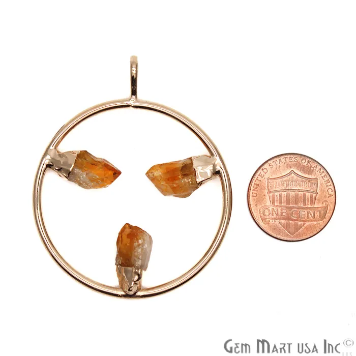 Necklaces GemMartUSA DIY Stalagmite Citrine Triple Point Gold Plated Necklace Pendant
