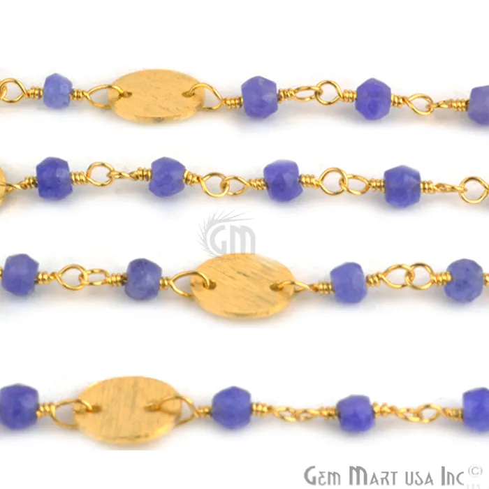 Necklaces GemmartUSA Dyed Sapphire Beads With Round Finding Gold Wire Wrapped Fancy Rosary Chain Necklaces GemmartUSA Dyed Sapphire Beads With Round Finding Gold Wire Wrapped Fancy Rosary Chain