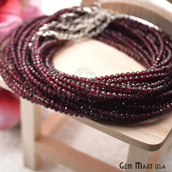 Necklaces GemMartUSA Garnet Bead Chain Silver Plated Jewelry Making Necklace Chain