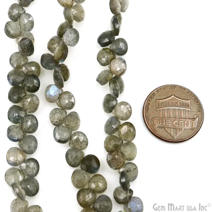 Necklaces GemMartUSA Labradorite Heart Beads 8 Inch Gemstone Strands Drilled Strung Briolette Beads Heart Shape 6mm