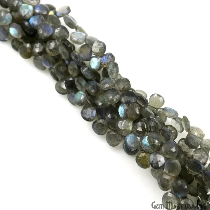 Necklaces GemMartUSA Labradorite Heart Beads 8 Inch Gemstone Strands Drilled Strung Briolette Beads Heart Shape 6mm