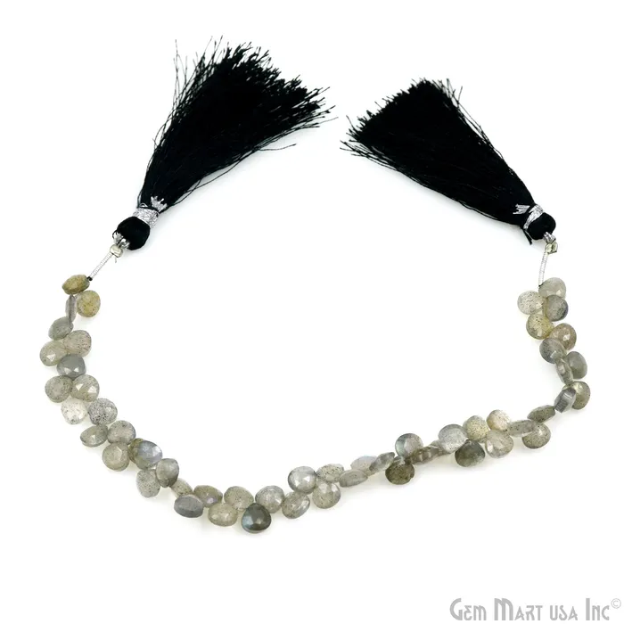 Necklaces GemMartUSA Labradorite Heart Beads 8 Inch Gemstone Strands Drilled Strung Briolette Beads Heart Shape 6mm