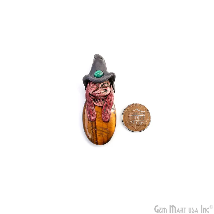 Necklaces GemMartUSA Pixie Tiger Eye Crystal Clay Pendant Elfin Clay Pendant Necklace Master Merlin Healing Pendant Halloween Gift Necklaces GemMartUSA Pixie Tiger Eye Crystal Clay Pendant Elfin Clay Pendant Necklace Master Merlin Healing Pendant Halloween Gift
