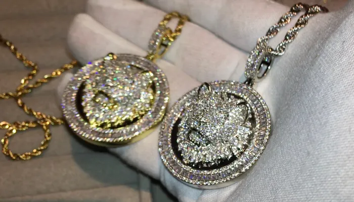 Necklaces Minx London Lion Pendant Iced Out Pendant Gold Lion Pendant Diamond Lion Pendant Iced Necklace Baguette Pendant Hip Hop Pendant Lion Chain