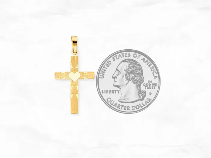 Necklaces My Jewelry Plaza Cross with Heart Pendant in 14K Gold Necklaces My Jewelry Plaza Cross with Heart Pendant in 14K Gold