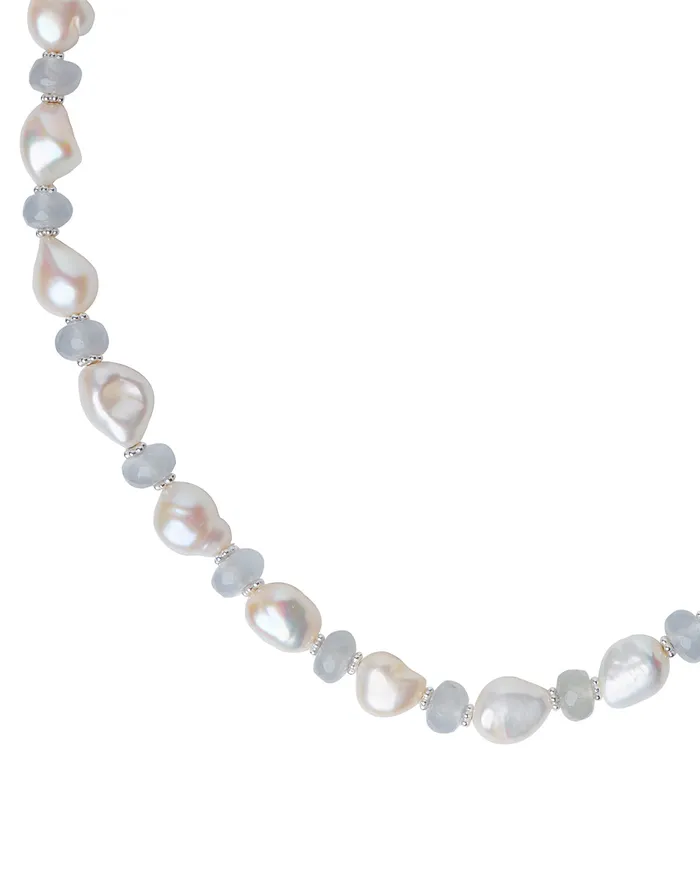 Necklaces Pearl Gray Quartz Sterling Silver Bead Necklace YoTreasure