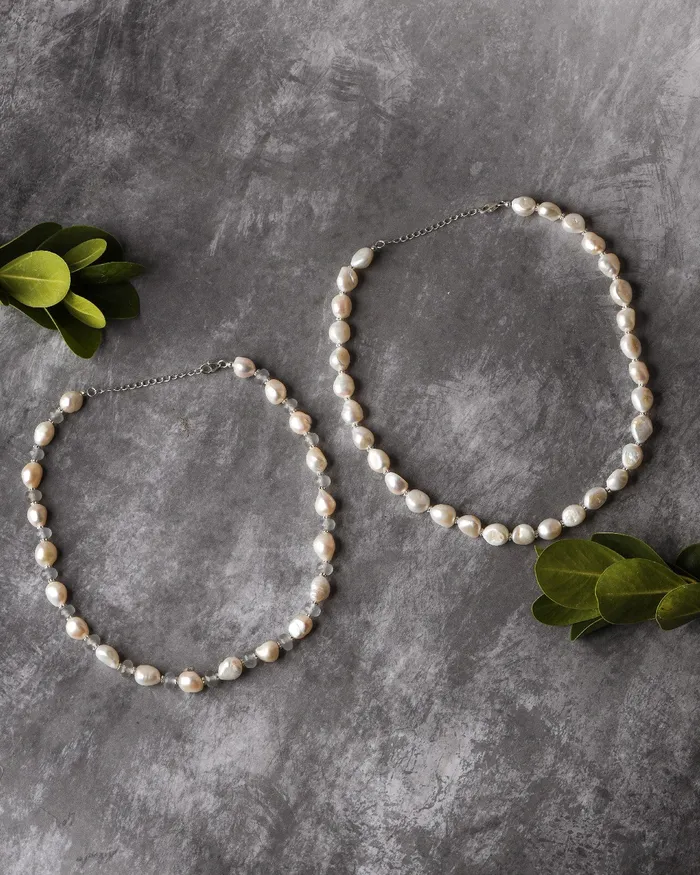 Necklaces Pearl Gray Quartz Sterling Silver Bead Necklace YoTreasure