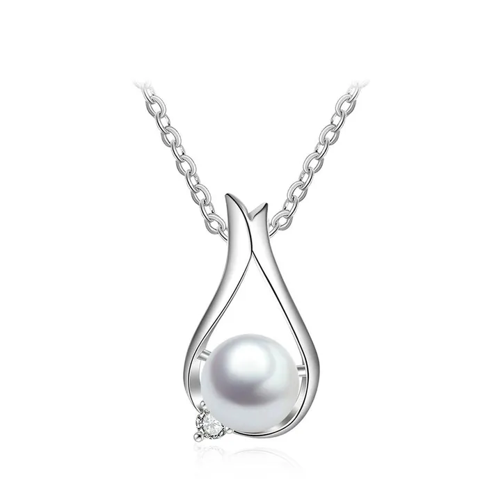Necklaces Personalized Jewel Womens 925 Sterling Silver Necklace Water Drop Shape Pendant with Pearl Classic Fine Jewelry for Ladies Necklaces Personalized Jewel Womens 925 Sterling Silver Necklace Water Drop Shape Pendant with Pearl Classic Fine Jewelry for Ladies