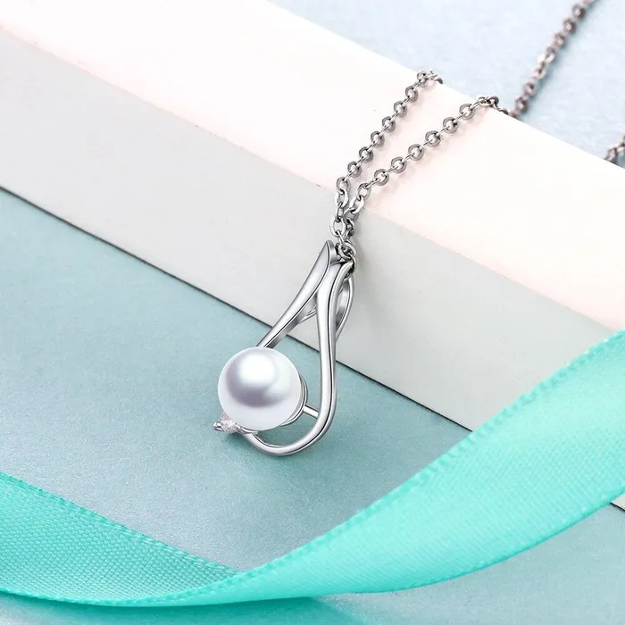 Necklaces Personalized Jewel Womens 925 Sterling Silver Necklace Water Drop Shape Pendant with Pearl Classic Fine Jewelry for Ladies