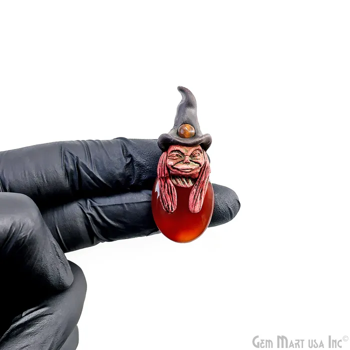 Necklaces Pixie Carnelian Crystal Clay Pendant Elfin Clay Pendant Necklace Master Merlin Healing Pendant Halloween Gift GemMartUSA Necklaces Pixie Carnelian Crystal Clay Pendant Elfin Clay Pendant Necklace Master Merlin Healing Pendant Halloween Gift GemMartUSA