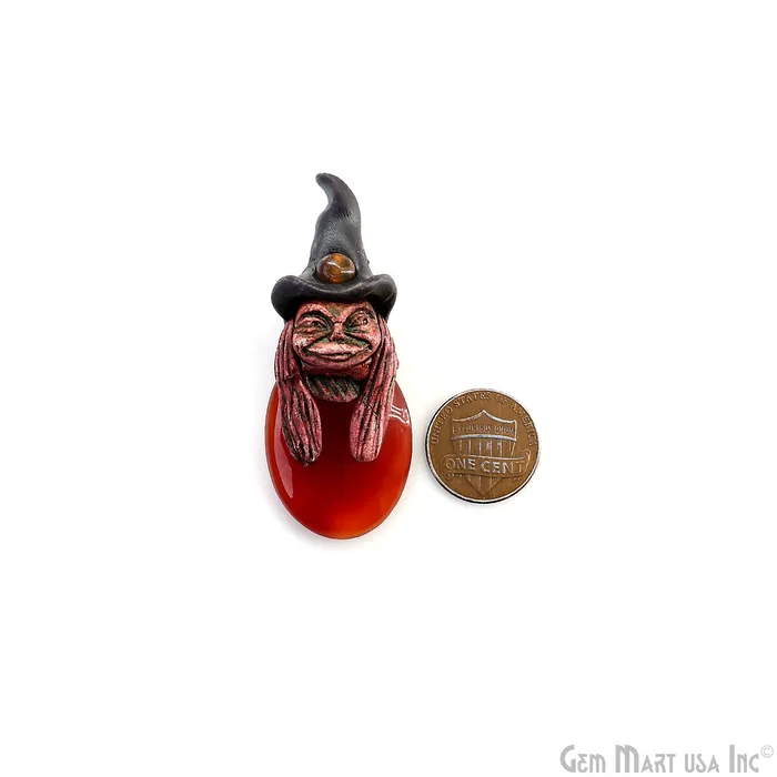 Necklaces Pixie Carnelian Crystal Clay Pendant Elfin Clay Pendant Necklace Master Merlin Healing Pendant Halloween Gift GemMartUSA Necklaces Pixie Carnelian Crystal Clay Pendant Elfin Clay Pendant Necklace Master Merlin Healing Pendant Halloween Gift GemMartUSA