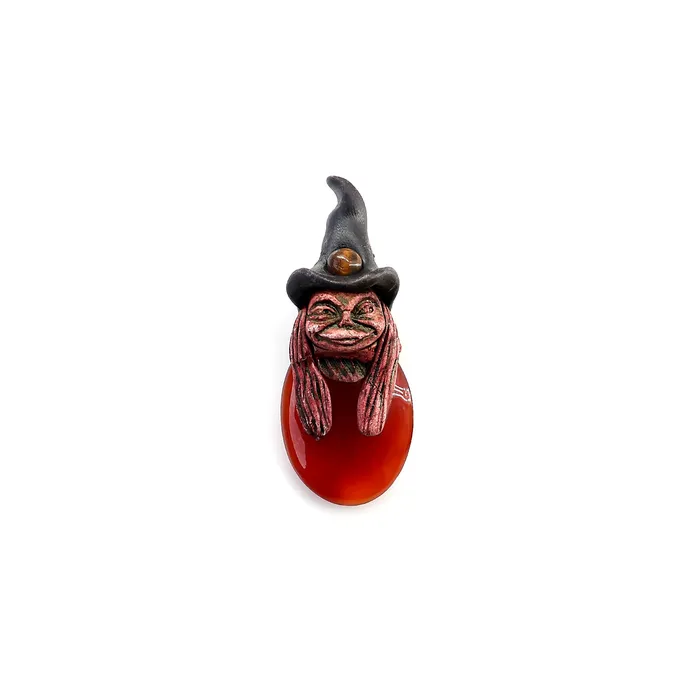 Necklaces Pixie Carnelian Crystal Clay Pendant Elfin Clay Pendant Necklace Master Merlin Healing Pendant Halloween Gift GemMartUSA Necklaces Pixie Carnelian Crystal Clay Pendant Elfin Clay Pendant Necklace Master Merlin Healing Pendant Halloween Gift GemMartUSA