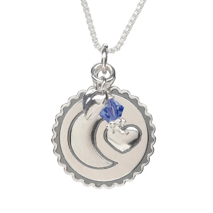 Necklaces Sterling Silver Moon and Back Birthstone Necklace for Girls Cherished Moments Necklaces Sterling Silver Moon and Back Birthstone Necklace for Girls Cherished Moments