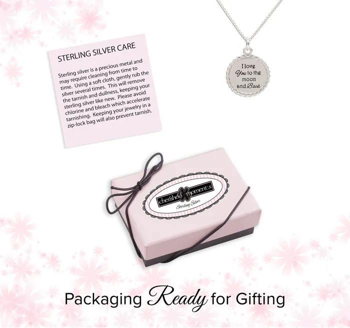 Necklaces Sterling Silver Moon and Back Birthstone Necklace for Girls Cherished Moments