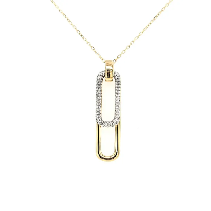 Necklaces Susan Bella Jewelry LLC Yellow Gold Diamond Paperclip Necklace I6104
