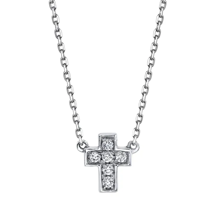 Necklaces TVON Petite VS White Diamond Cross Necklace
