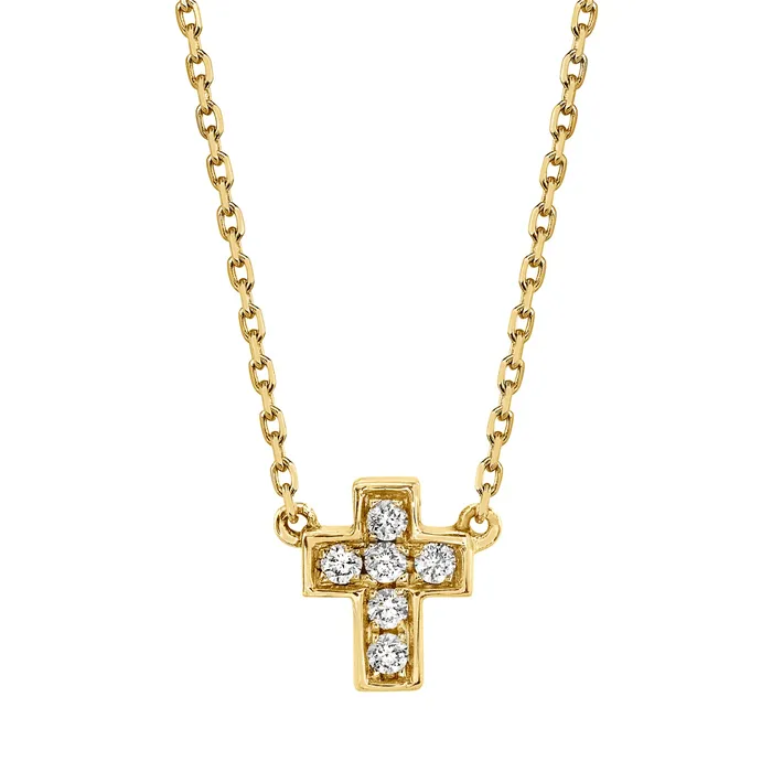 Necklaces TVON Petite VS White Diamond Cross Necklace