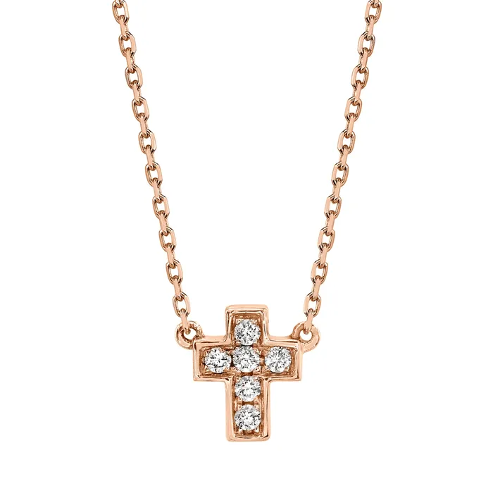 Necklaces TVON Petite VS White Diamond Cross Necklace
