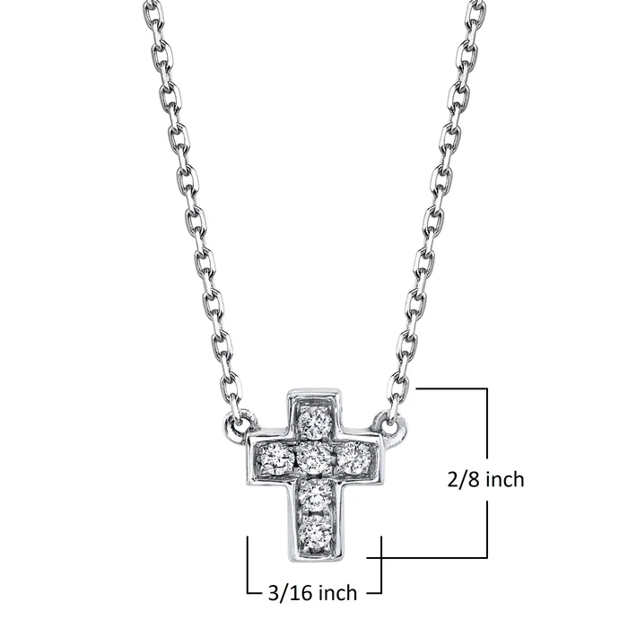 Necklaces TVON Petite VS White Diamond Cross Necklace