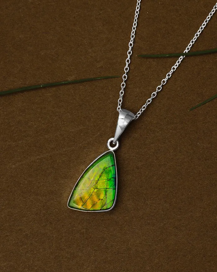 Necklaces YoTreasure 720 Ct Ammolite 925 Sterling Silver Necklace Pendant Jewelry