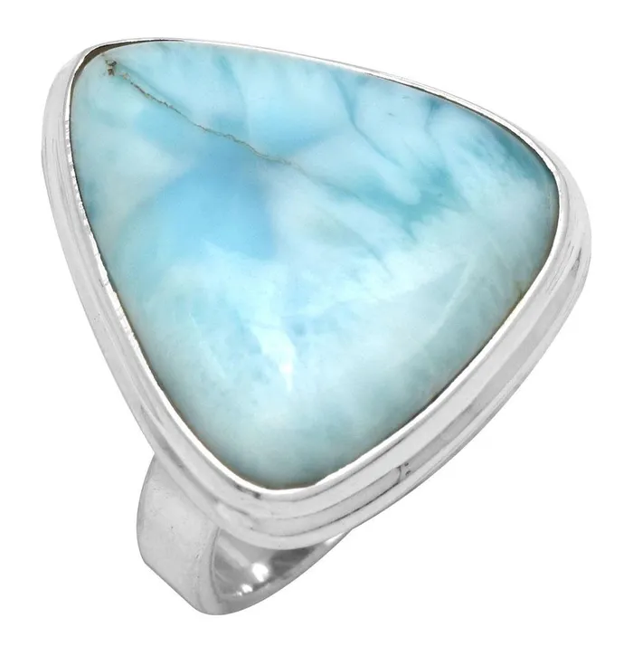 Necklaces YoTreasure Natural Larimar 925 Sterling Silver Rings Silver Jewelry