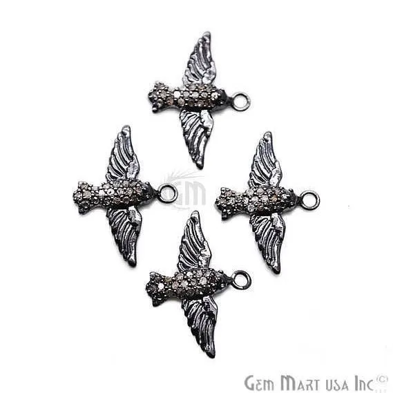 Pave Flying Bird Diamond Charm Sterling Silver Necklace Charm GemmartUSA Necklaces Pave Flying Bird Diamond Charm Sterling Silver Necklace Charm GemmartUSA Necklaces
