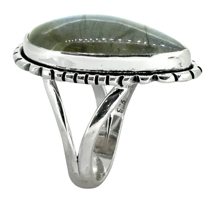 Pear Shaped Blue Labradorite Ring Solid 925 Sterling Silver YoTreasure Rings Pear Shaped Blue Labradorite Ring Solid 925 Sterling Silver YoTreasure Rings