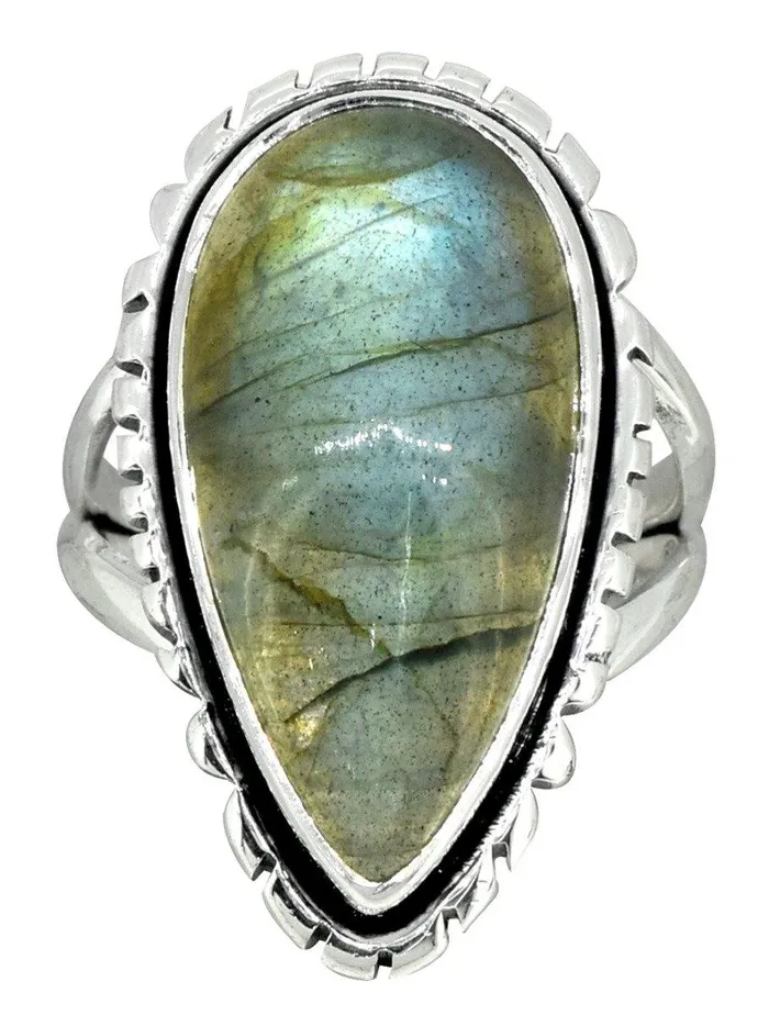 Pear Shaped Blue Labradorite Ring Solid 925 Sterling Silver YoTreasure Rings Pear Shaped Blue Labradorite Ring Solid 925 Sterling Silver YoTreasure Rings