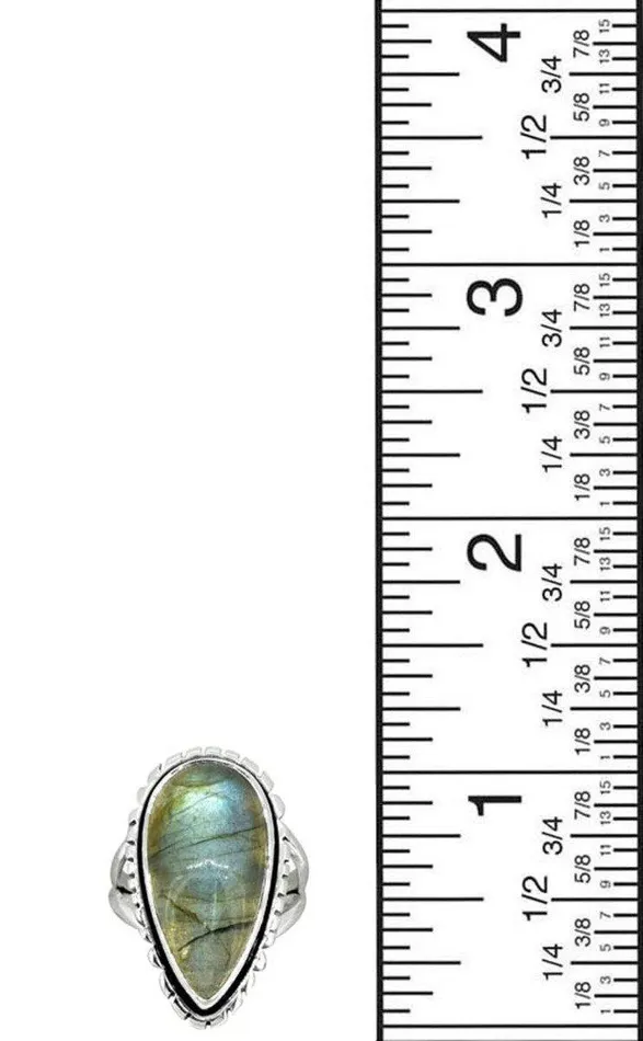 Pear Shaped Blue Labradorite Ring Solid 925 Sterling Silver YoTreasure Rings Pear Shaped Blue Labradorite Ring Solid 925 Sterling Silver YoTreasure Rings