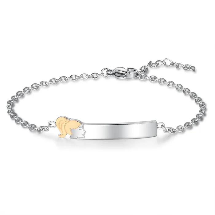 Personalized Jewel Custom Ponytail Sister Tag Chain Bracelet Bracelets