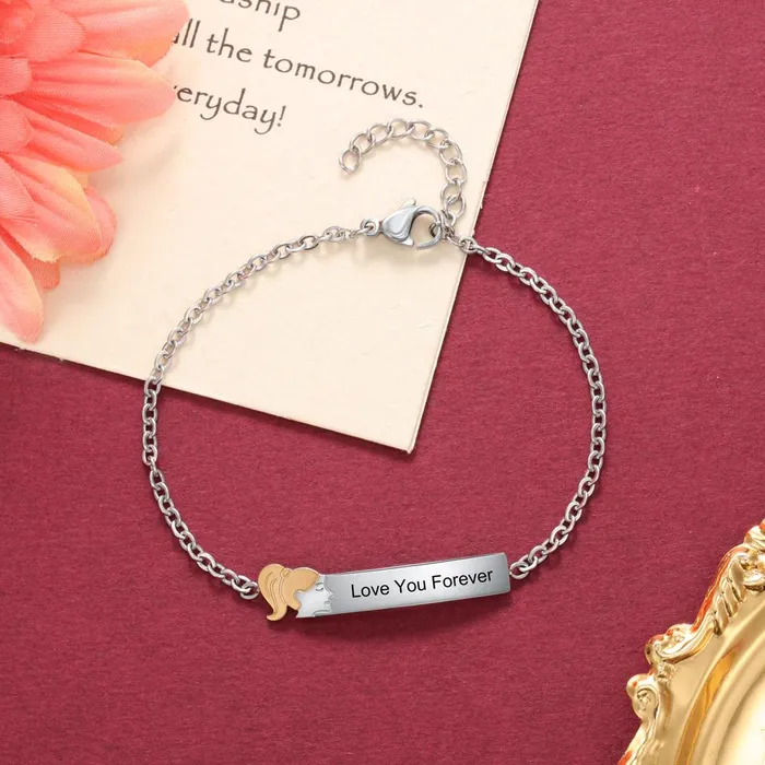 Personalized Jewel Custom Ponytail Sister Tag Chain Bracelet Bracelets
