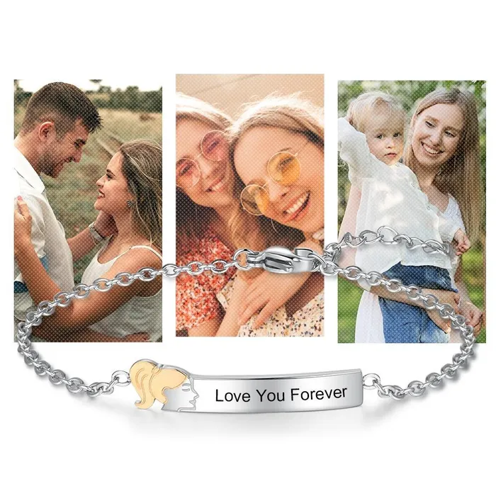 Personalized Jewel Custom Ponytail Sister Tag Chain Bracelet Bracelets